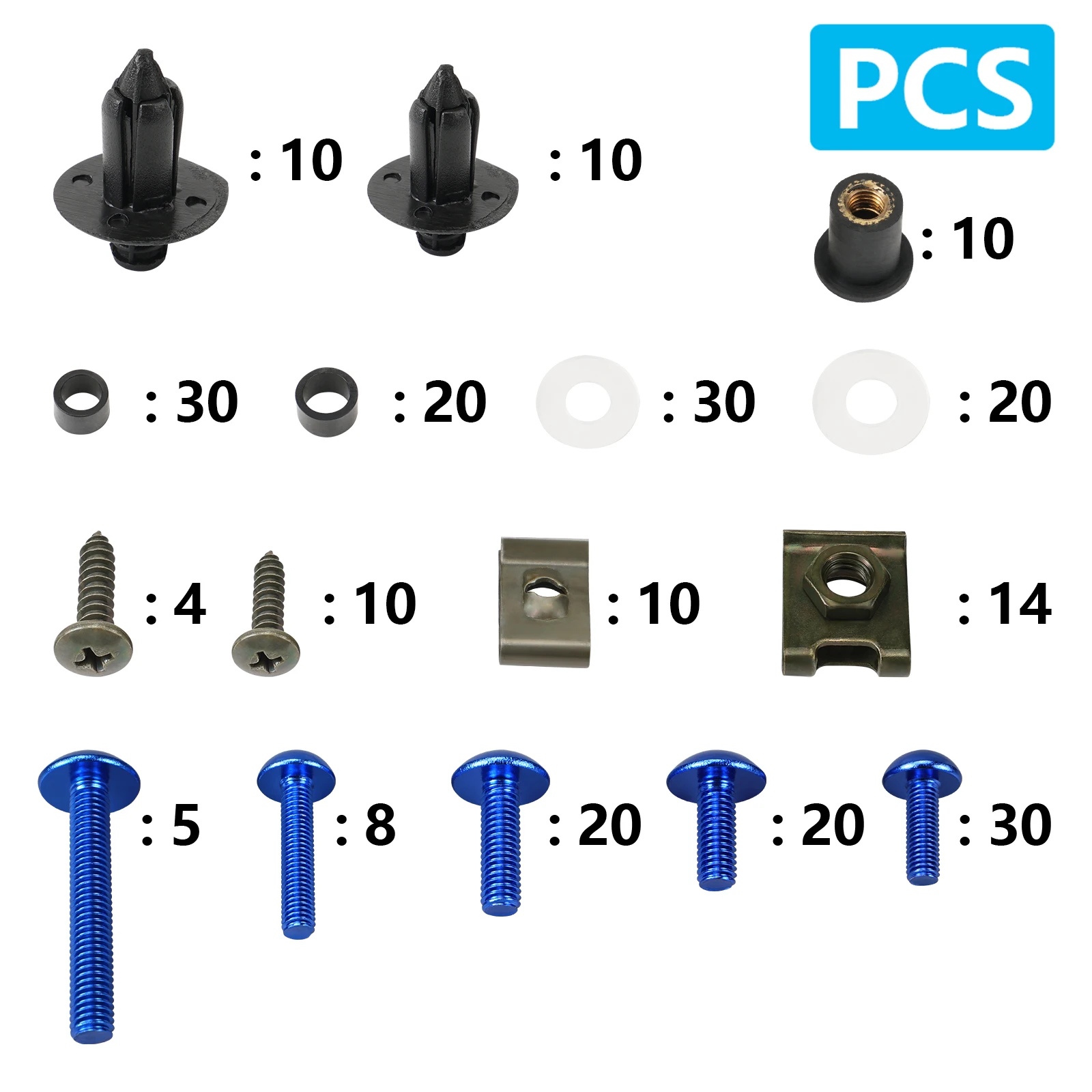 253 Uds Kit de pernos de carenado Clips de sujeción tornillo para Yamaha MT03 MT07 MT09 YZF R1 R3 R6 R7 FZR400 600 750 Suzuki GSXR600 750 1000