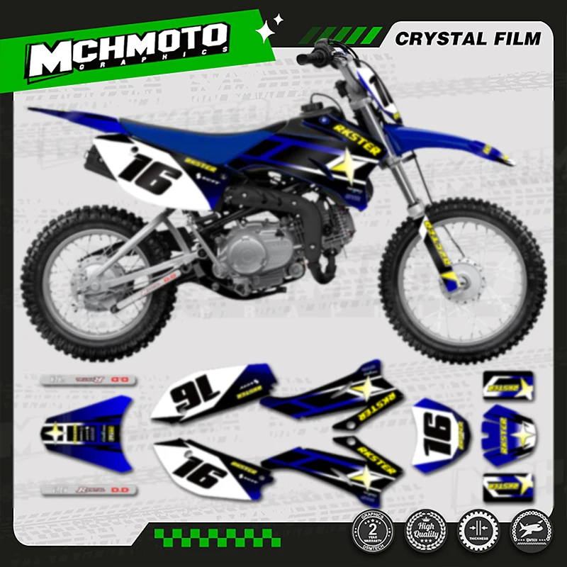 

MCHMFG Motorcycle Graphics Background Decal Adhesive Stickers Kits For YAMAHA TTR110 2008-2021 Number Name Custom