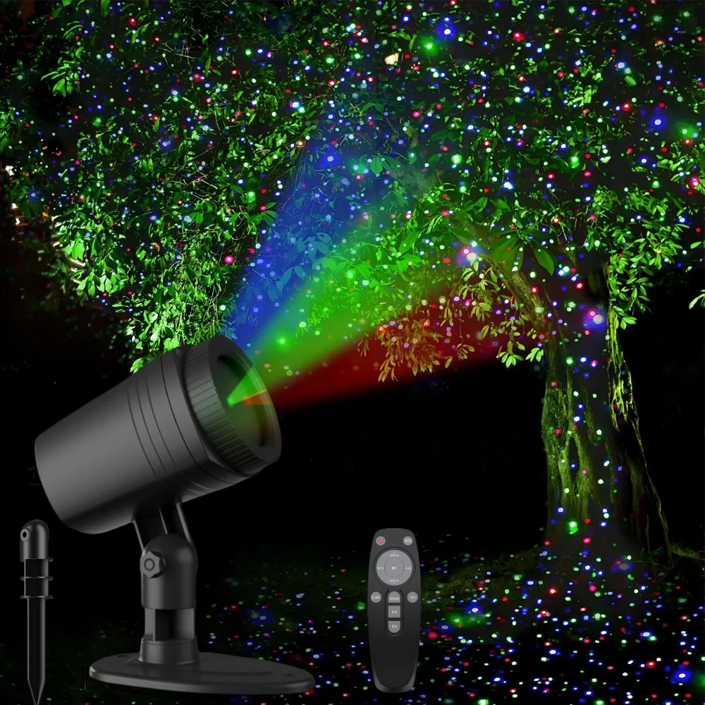 Outdoor Waterproof Lawn Laser Light Starry Sky Courtyard Ground Projection Light Firefly Christmas Festival Light Holiday Decor