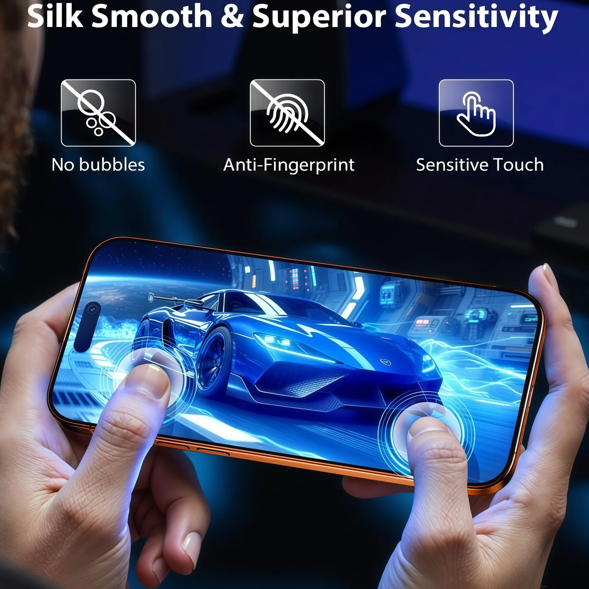 2 Stück Anti-Blau-Vollschutzfolie aus gehärtetem Glas für iPhone SE2022/SE2020/8/7/6/6S/8+/7+/6+/6S+ Anti-Scratch – Detail 8