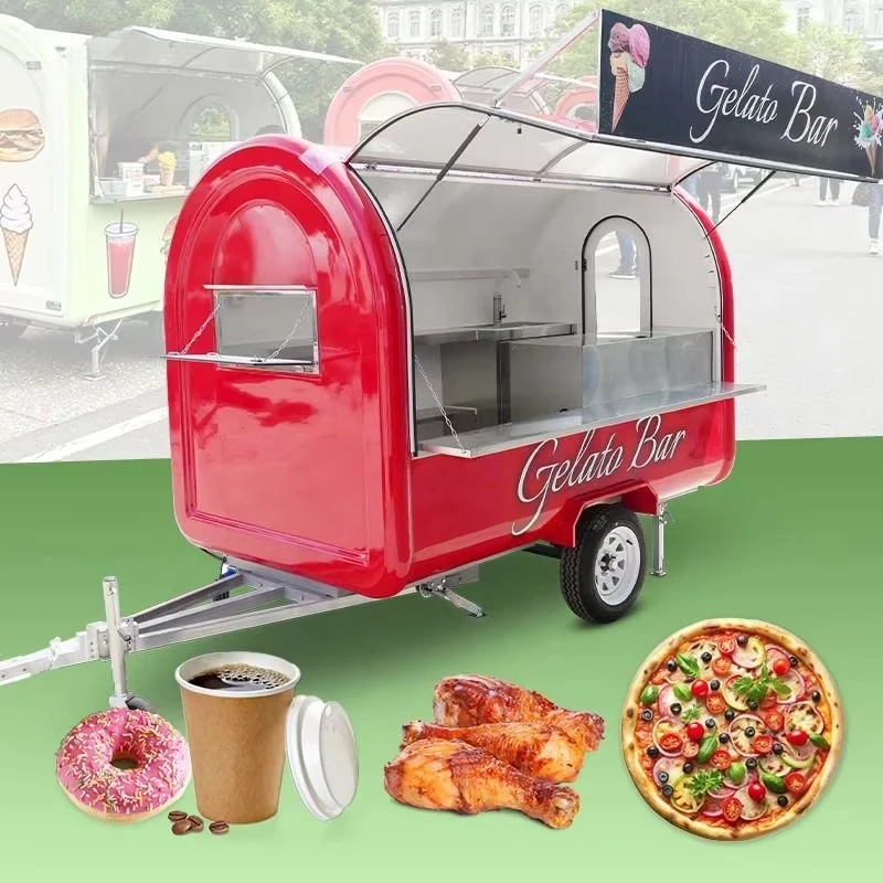 

Food Truck Street Stall Mobile Coffee Sushi Barber Camper Van Retail Pizza Trailer with Oven for America