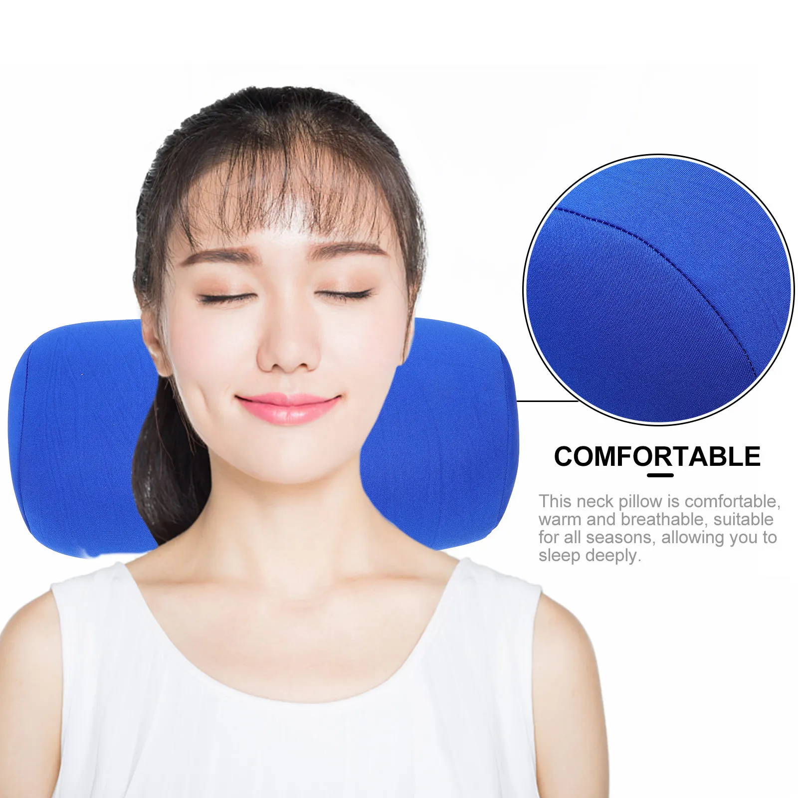 Round Cylinder Solid Color Neck Pillow Premium Comfortable Breathable Support for Travel Home Office Use Multi-Function Sleep