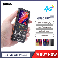 UNIWA MXMID G880 PRO 4G Feature Phone 2.4 Inch LCD Display Large Fronts Big Volume For Elder 6800mAh Torch light Russia Keyboard