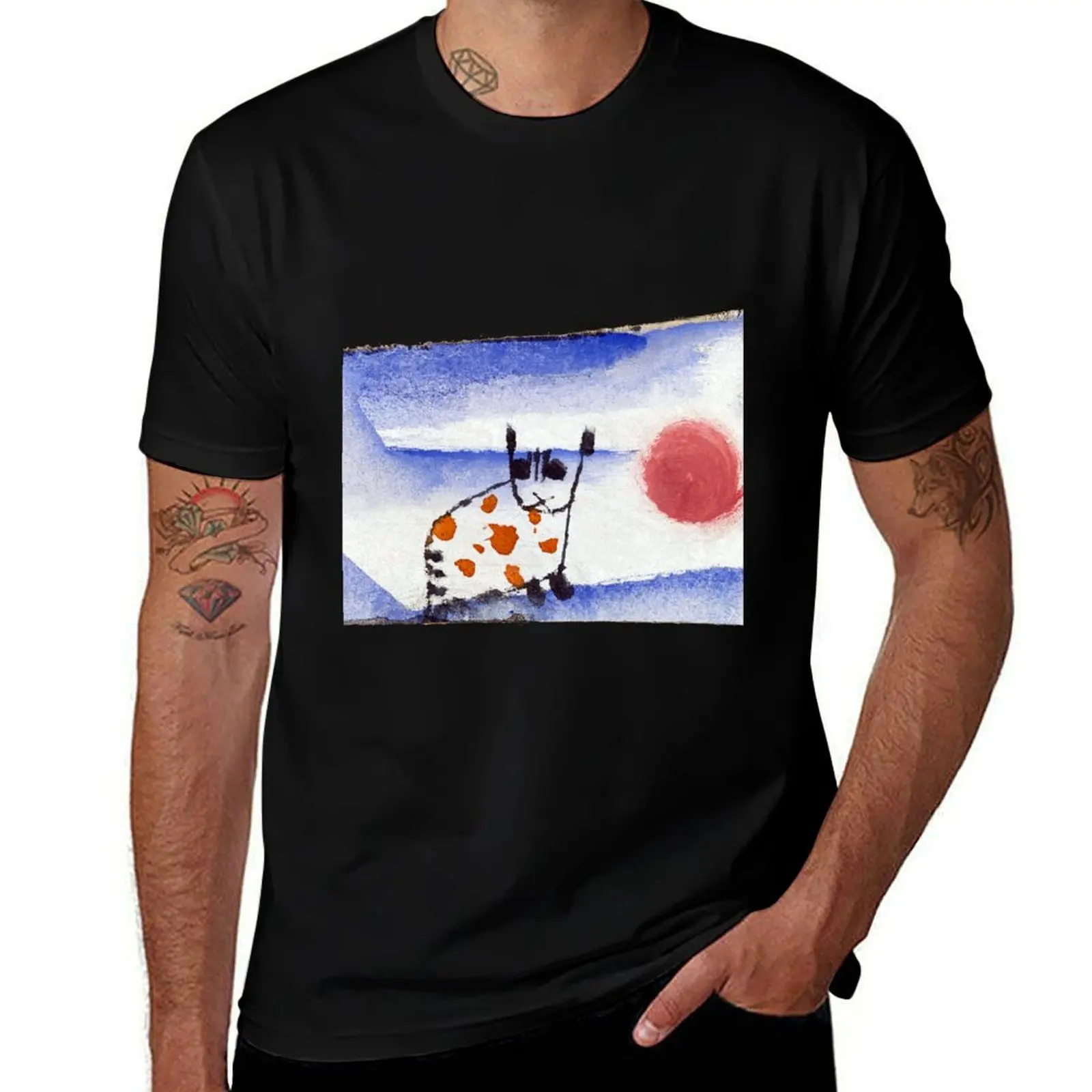 

Футболка Paul Klee Cat-Bauhaus, мужские винтажные хлопковые футболки с графическим рисунком, мужская футболка из 100% персонализированной футболки