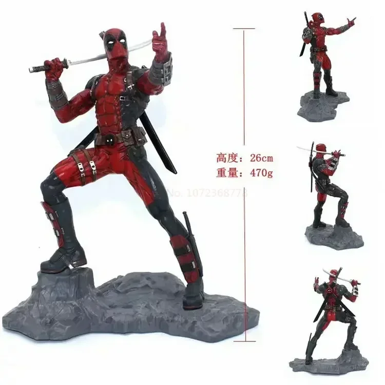 24cm Anime Figure Deadpool Breaking The Fourth Wall  Action Figurine Pvc Collectible Computer Case Decor Model Dolls Toy Gift