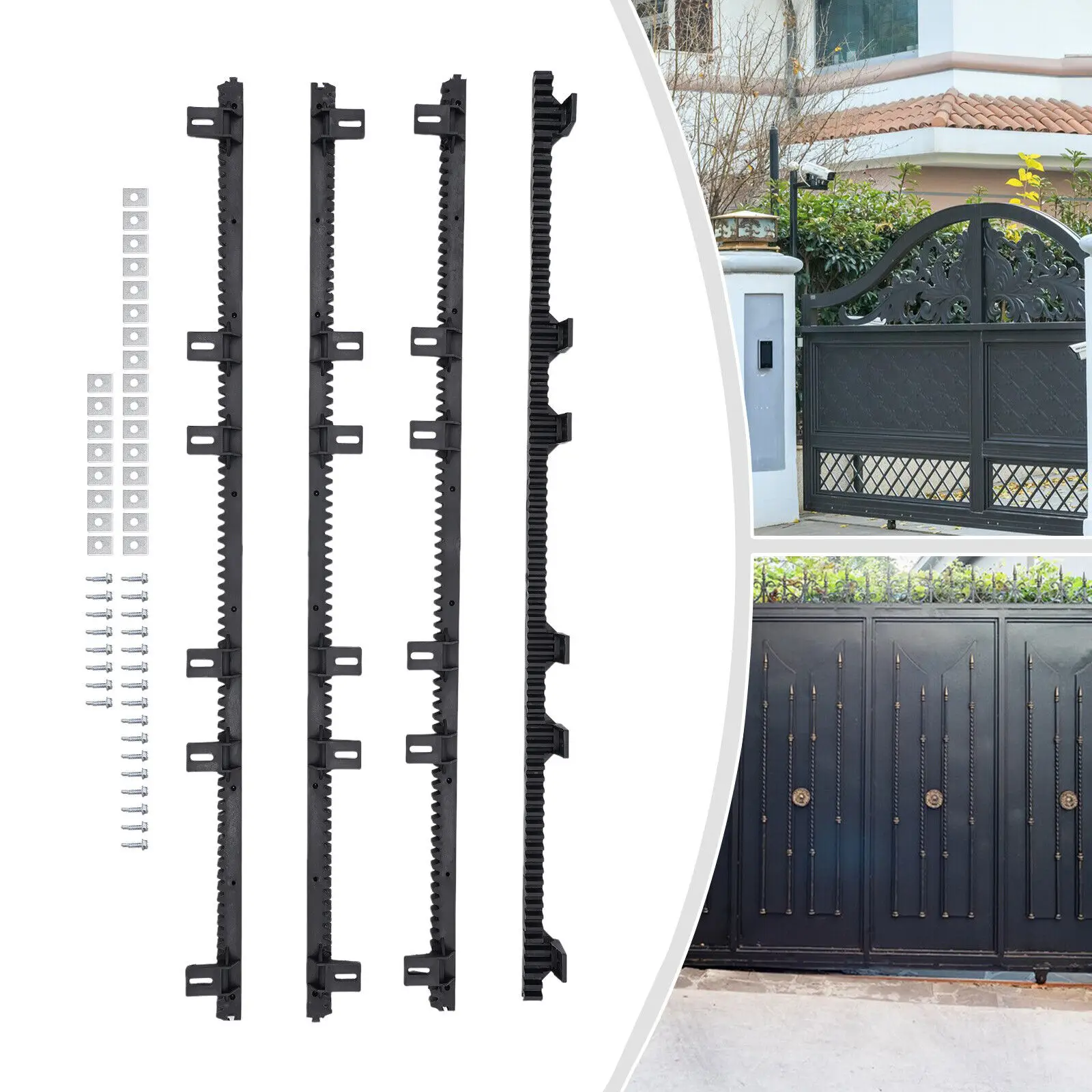 

Smooth&Quiet Black Nylon Gear Racks - Pre-Drilled Straight Holes&Uniform Teeth, M4 Module Fits Most Sliding Door Motors
