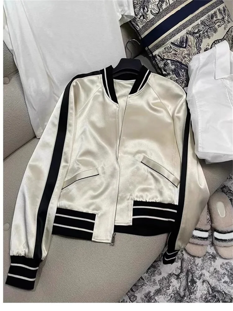 Spring Season Color Colion Splice Trend ort Faionable Sports Sle Zipper Lined Stand Collar Cardigan Jaet Mens Wome...