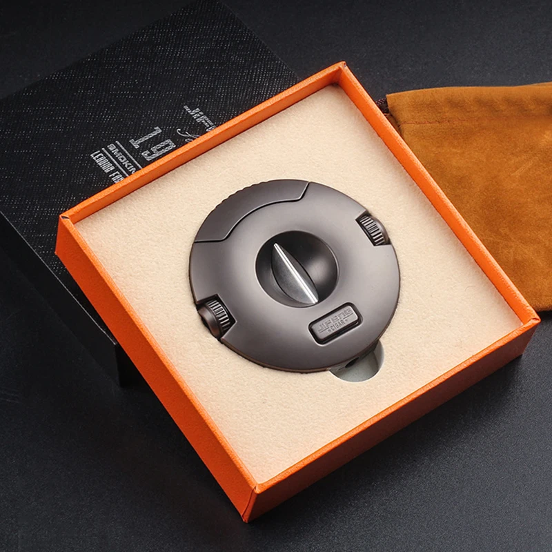 

Многофункциональный круглый резак для сигар с двухсторонним пробойником, V-образный портативный нож для сигар, V-образные ножницы, подарок для мужчин