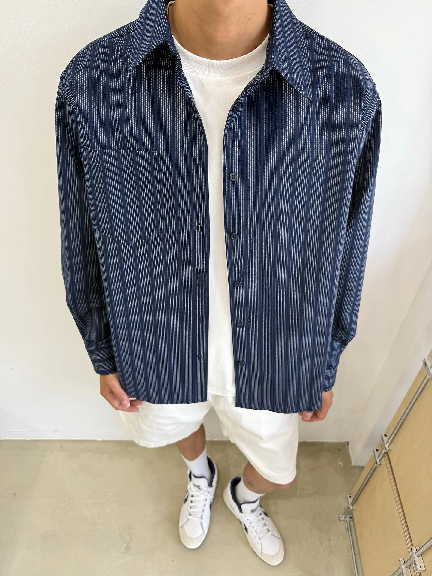 

Retro American Striped Men's Long Sleeve Shirt Loose Casual Outerwear Polyester Fiber Youth Spring Autumn Seasonal Wear