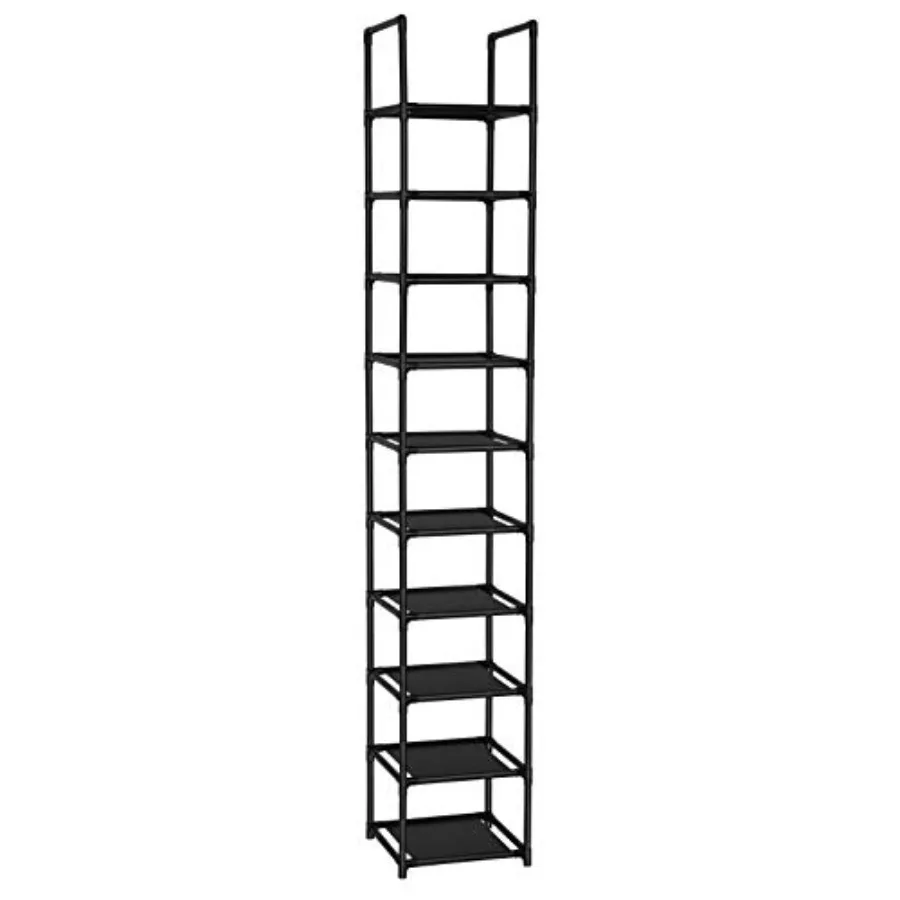 

10 Tiers Shoe Rack Space Saving Vertical Single Pairs Sturdy Shoe Shelf Storage Organizer