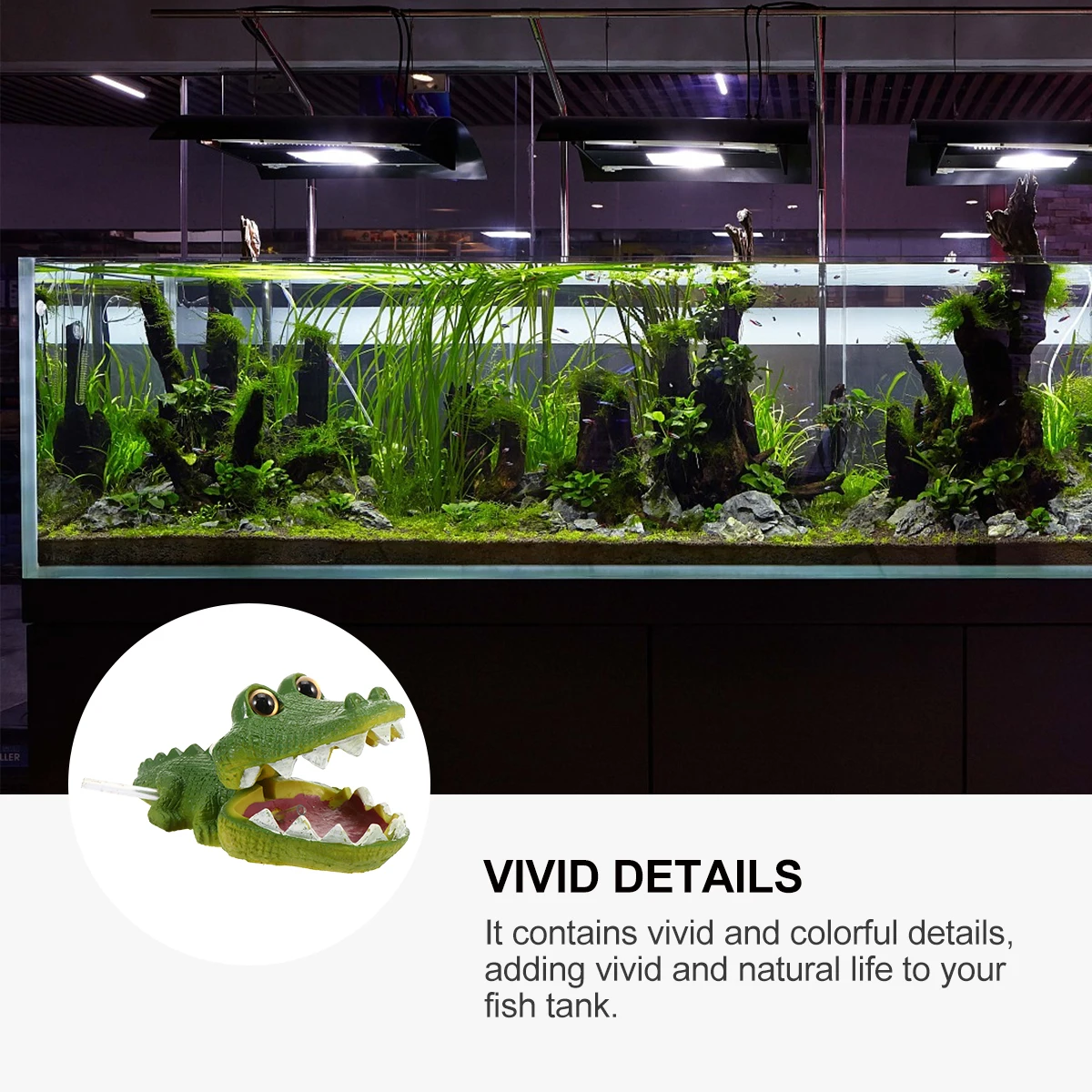 

Resin Crocodile Aquarium Decoration Bubbling Air Bubbler Fish Tank Ornament Safe Durable Aquatic Landscape Accessories