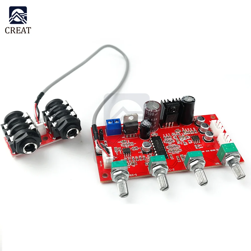 Karaoke Reverb Board Home Theater Dynamic Microphone Electret Amplifier Module Exceeds NE5532 M65831 OP Amp Preamplifier