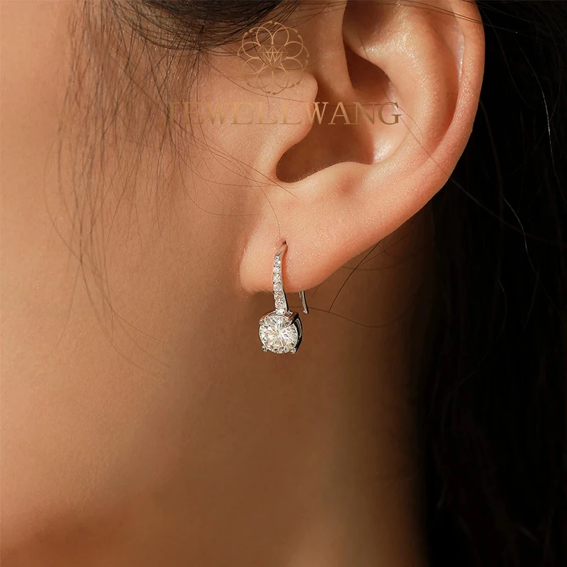 

JEWELLWANG 1.0Ct Custom Moissanite Earrings for Men and Women S925 Silver Ear Rings Pair Festival Gifts Valentine's Day Gift