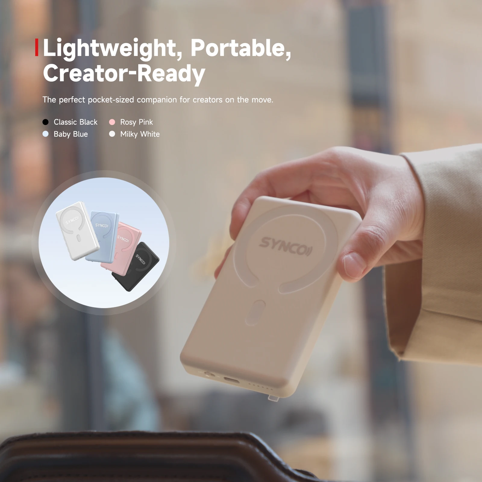 شاشة مراقبة سيلفي للهاتف المغناطيسي اللاسلكي SYNCO XView M4 للهواتف الذكية وتسجيل الفيديو المباشر لصور السيلفي