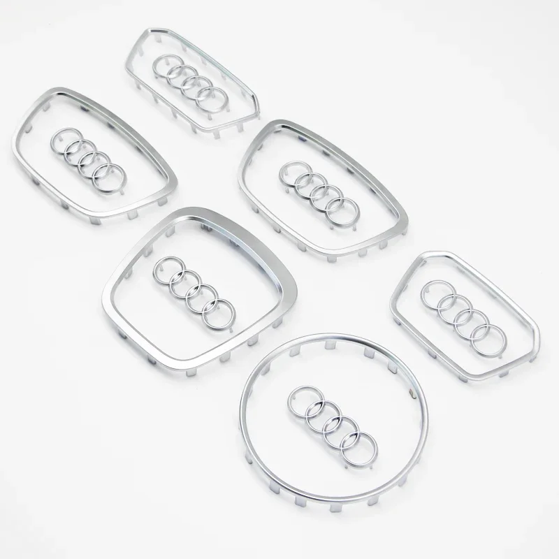 Logotipo do volante do automóvel, tira brilhante do quadro, etiqueta galvanizada do carro, Audi A3, A4, B8, 8P, B9, 8V, A5, A6, C7, A7, Q3, Q5, p7