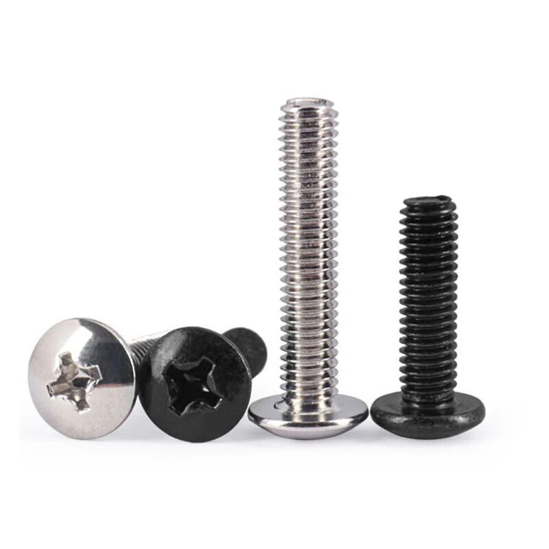 M2~m6 Phillips Truss Large Flat Round Screw Mushroom Big Flat Screw Black Zinc/nickle Plated Carbon Steel 5