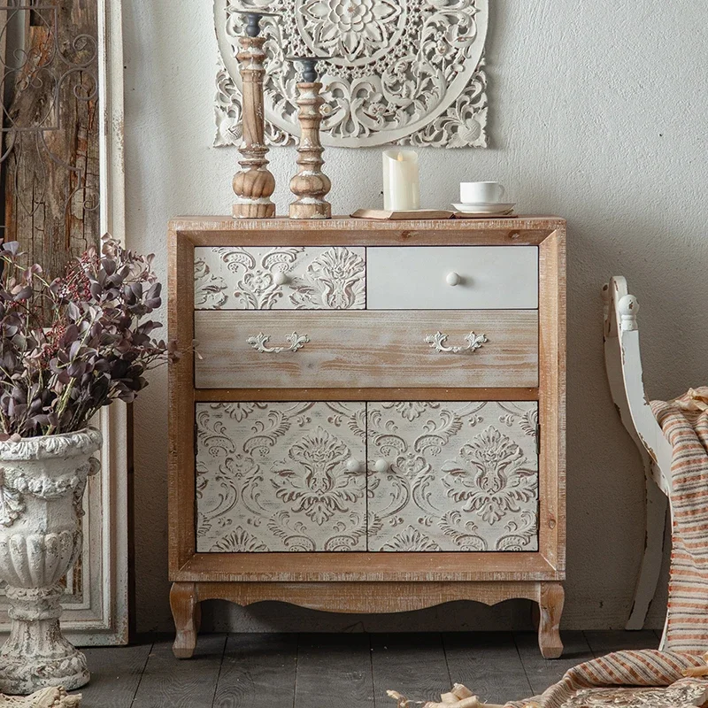 

White Living Room Cabinets Wood Rustic Nordic French Utility Storage Cabinet Doors Accent Carved Armadi Aperti Home Furniture
