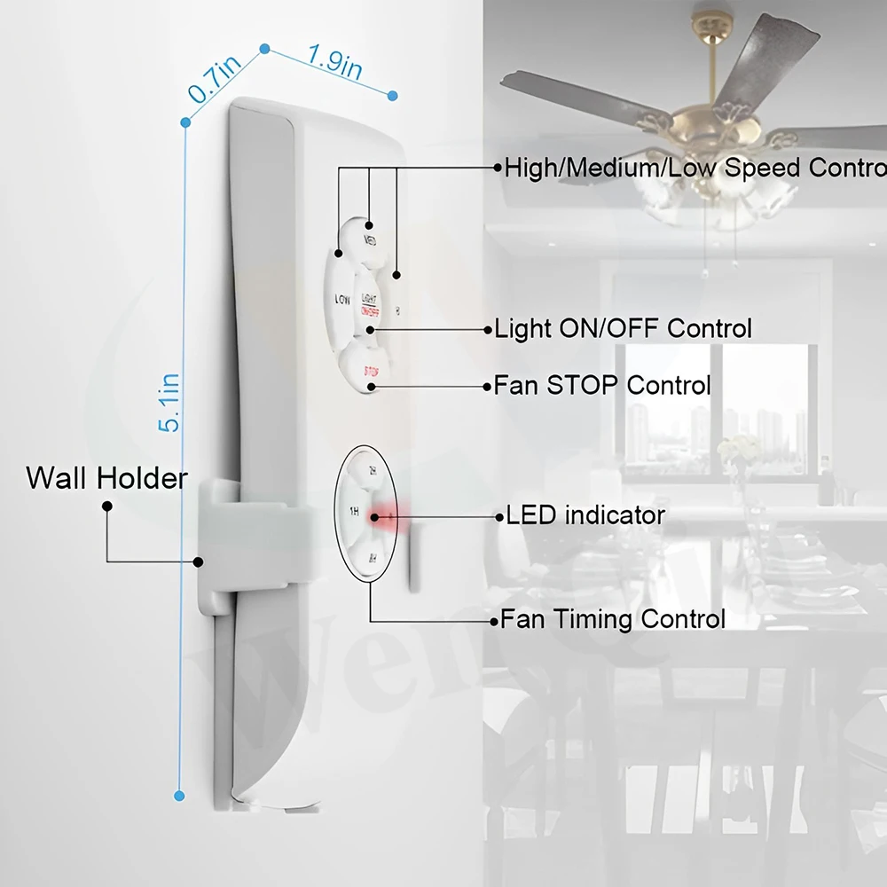 ثلاث سرعات مروحة ضوء التحكم عن بعد مروحة السقف العالمية سرعة المروحة العالمية AC110V/220 فولت تعديل توقيت وظيفة التبديل DIY بها بنفسك