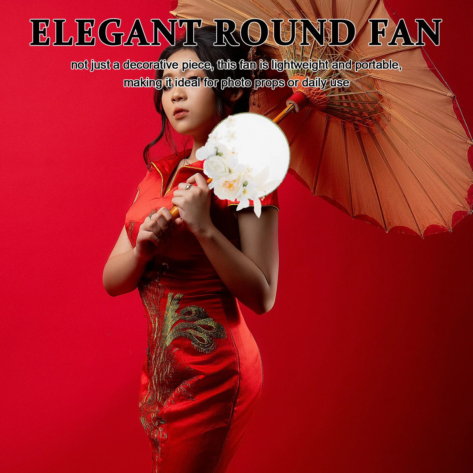 

New Chinese Aesthetics Round Fan with Tassel Flower Decor Handheld Embroidered Fan for Bridal Hanfu Costume Summer Decor Vintage