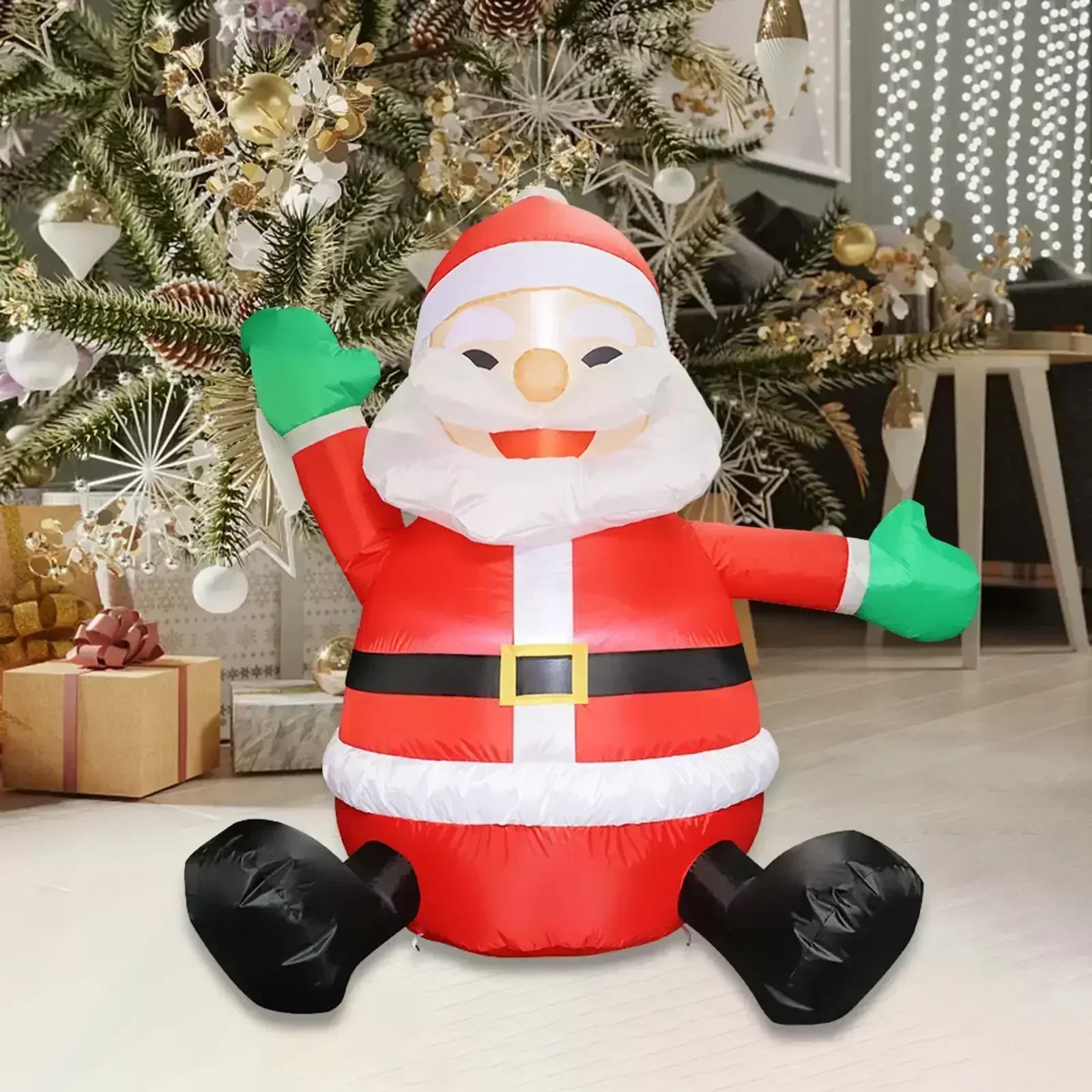 Christmas Inflatable Santa Claus 4 Feet Cute Prop Inflatable Doll Glowing Christmas Decorations Festive Atmosphere Goodies