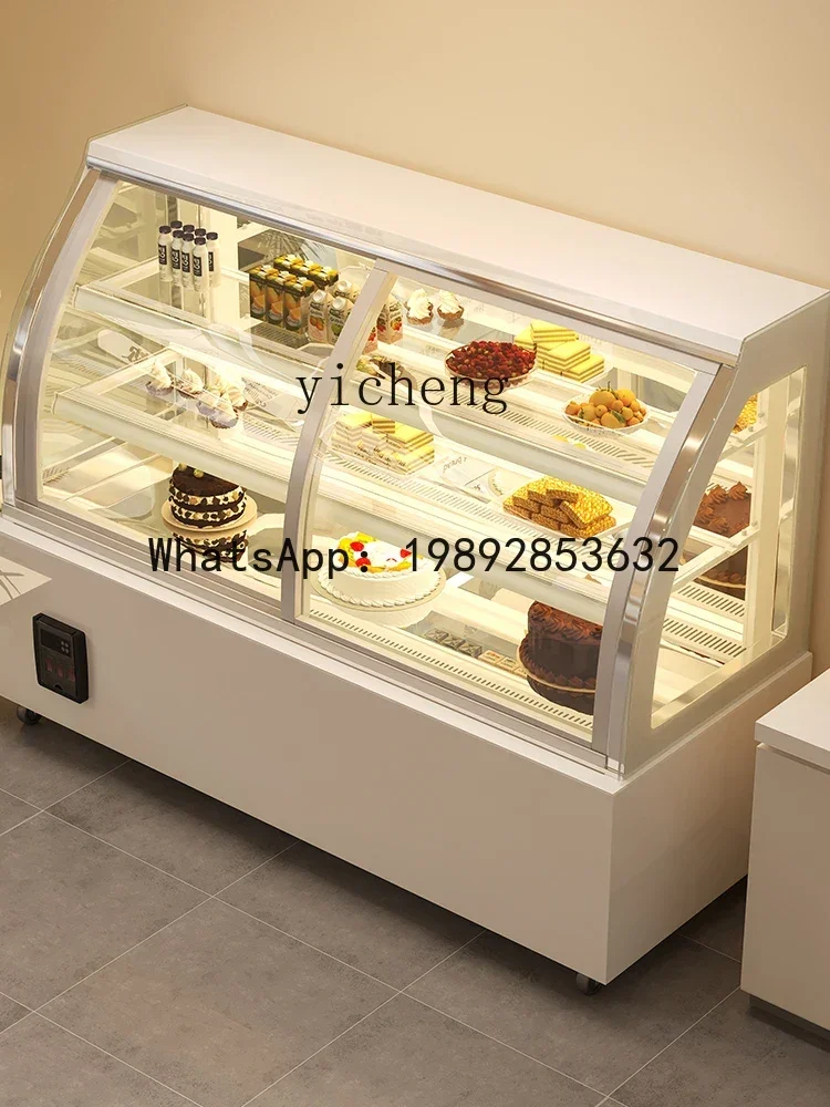 Hotel Buffet Dessert Cake Refrigerated Display Cabinet Front Door Coffee Shop Fruit Fresh Cabinet