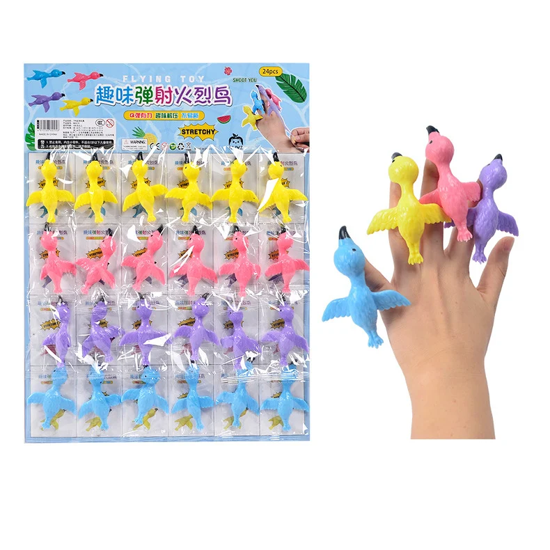 5PCS Catapult Launch Flamingo Fun and Tricky Slingshot Practice Flamingo Elastic Flying Finger Birds Sticky Toys Decompression