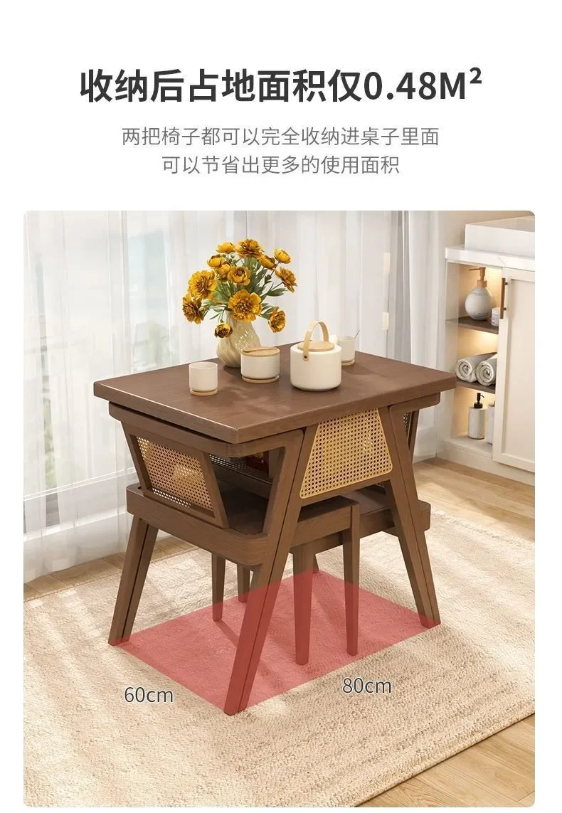 Balcony tea table and chair combination drinking small tea table three-piece set of household solid wood small tea table,