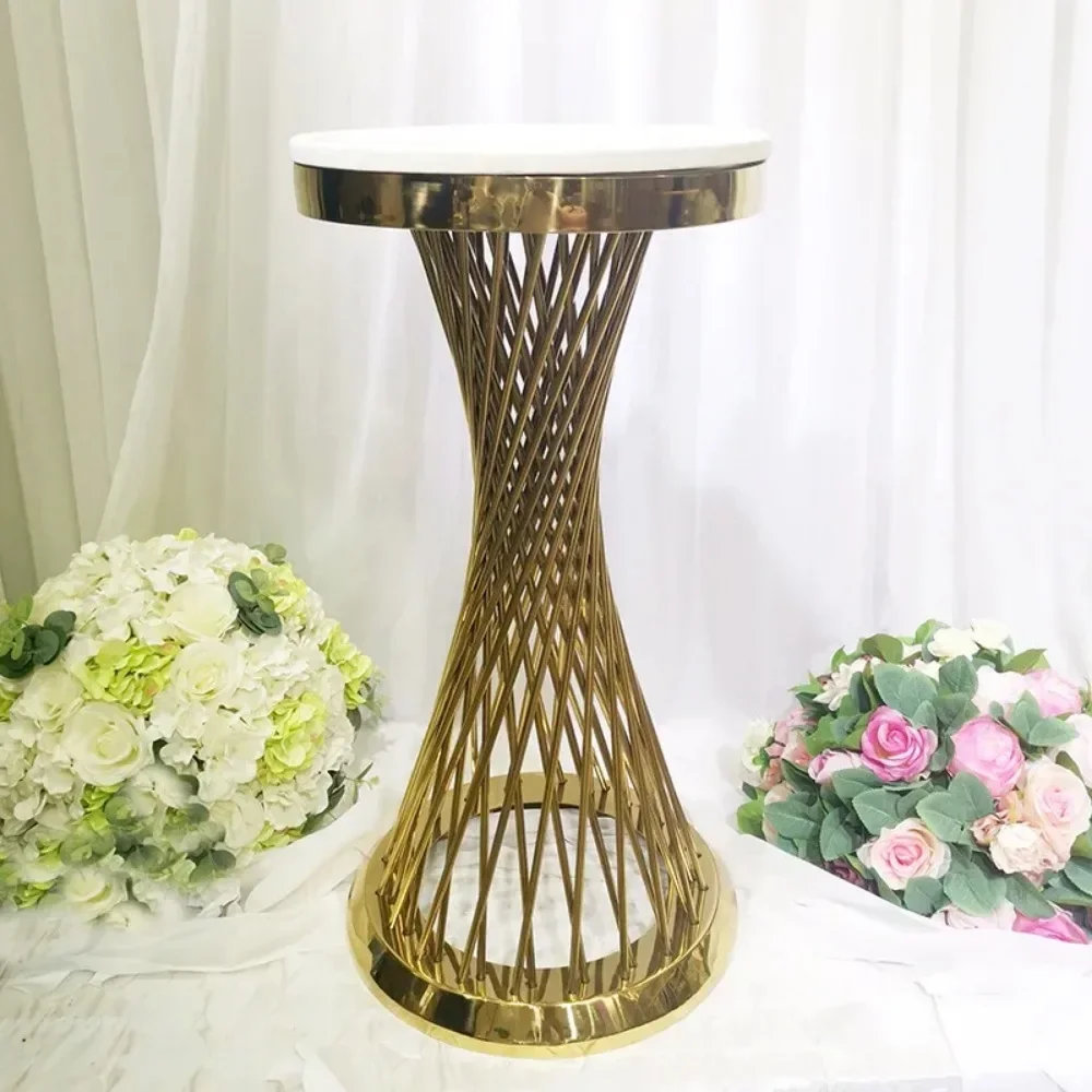 Upscale Wedding Decoration Small Waist Dessert Table Electroplated Gold Cake Rack Flower Stand Ornament for Party Site Layout