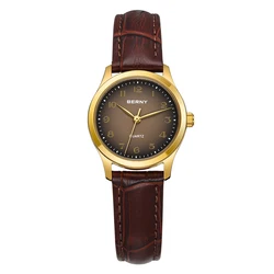 BERNY Gold Watch for Women Luxury Ladies Fashion Quartz Wristwatch Elegant Gradient Dial Multiple Scenarios Matching Lady Watch