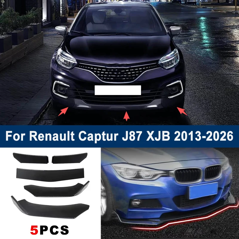 

Adjustable 5Pcs Sectional Front Spoiler Lip For Renault Captur J87 XJB 2013-2026 Front Bumper Splitter Sport Body Kit