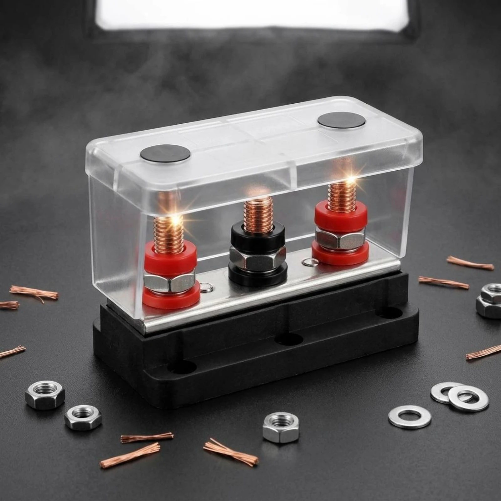 300A Bus Bar Heavy-Duty Terminal Stud Bus Bar Terminal Block Metal Plate Junction Block Good Conductivity - view 5