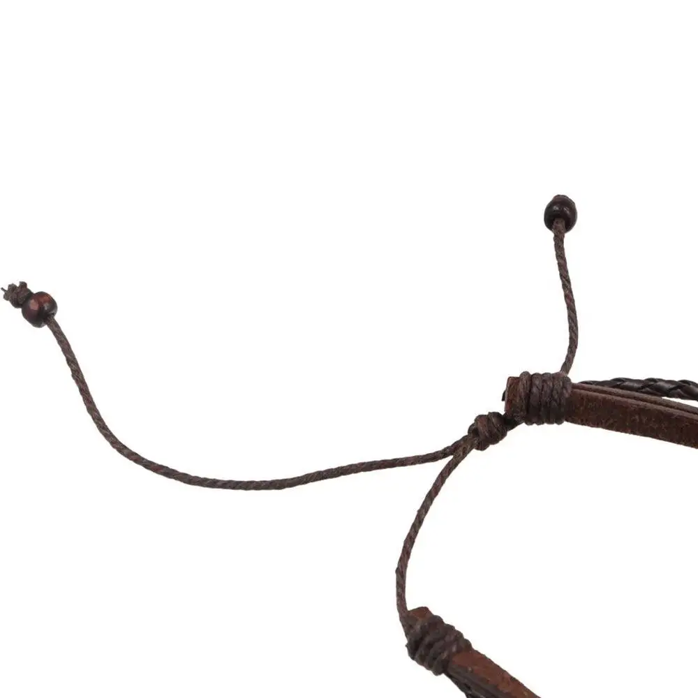 유니섹스 패션 쥬얼리 합금 별 나무 구슬 가죽 남성 팔찌 꼬임 팔찌 핸드 로프 집시 히피 팔찌