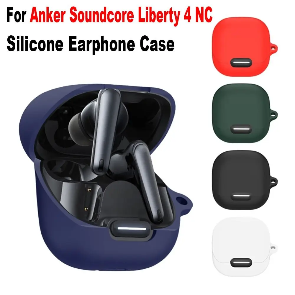 Silicone Headphone Protective Cover Dustproof Shockproof Earphone Case Soild Color Washable for Anker Soundcore Liberty 4 NC