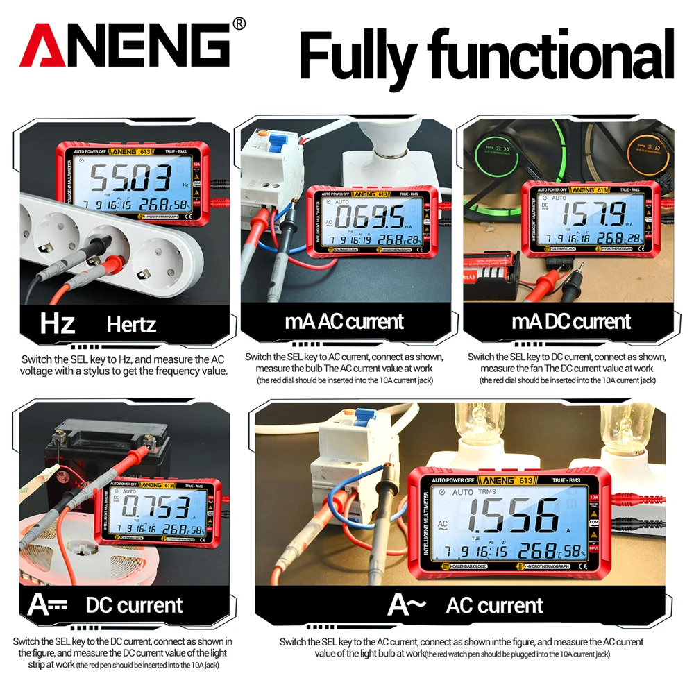 ANENG 613 Smart Multimeter Real-time Power-off Measuring Tester AC/DC Ammeter Voltmeter 4000 Count Digital Multimetro Test Tools