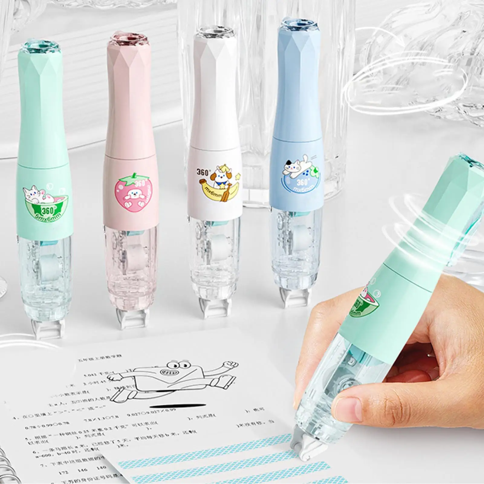 Rullo per nastro adesivo Strisce di rotazione a 360 gradi 4 pezzi Rullo per dispenser di colla per diario per artigianato Scrapbooking Journaling