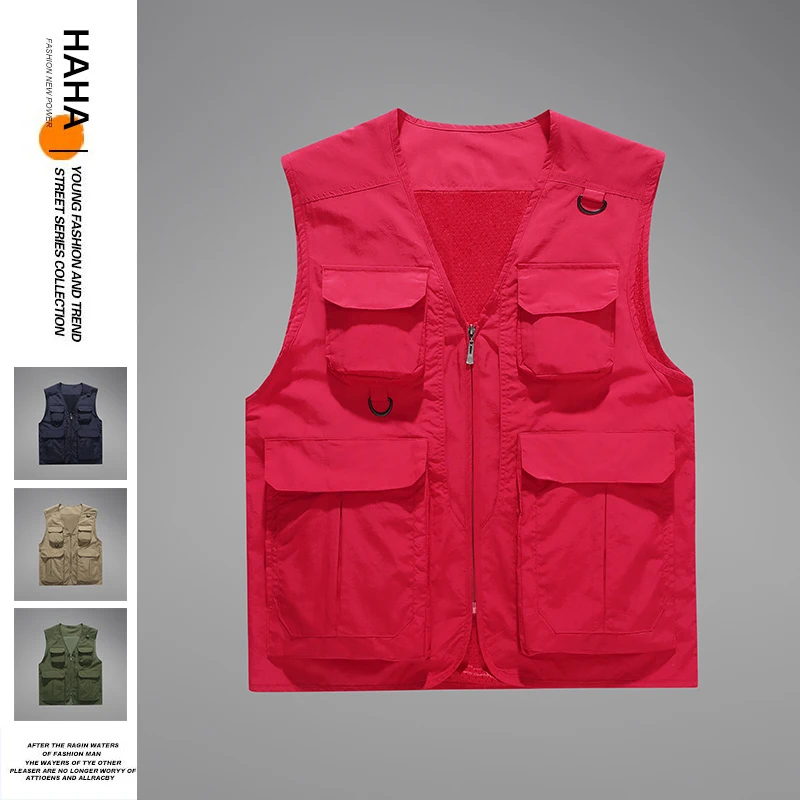 

Versatile Outdoor Casual Faion Vest Multi-ket V-Ne Fiing Photoaphy Men's Women's Wear All Seasons Lightweight