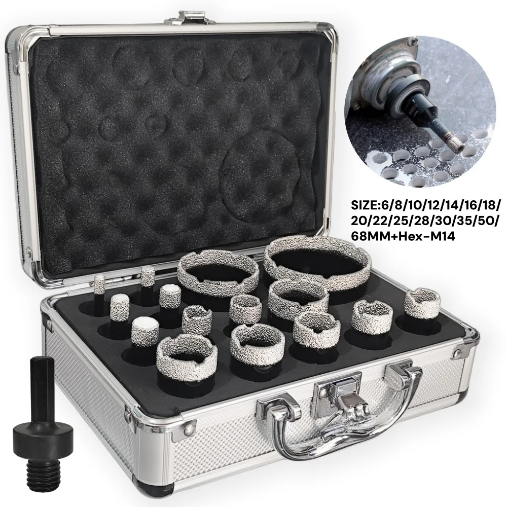 

Diamond Drill Bit Set Hole Saw With Hexagonal Shank-M14 Adapter For Drilling Granite Glass Porcelain Marble Ceramic Tile