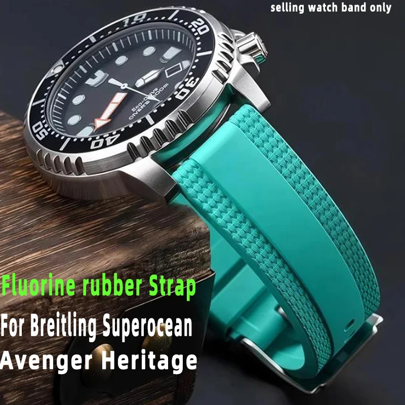 Ремешок для часов из фторкаучука 20 мм 22 мм подходит для Breitling Superocean Avenger Heritage для часов Tudor Omega, водонепроницаемый ремешок унисекс