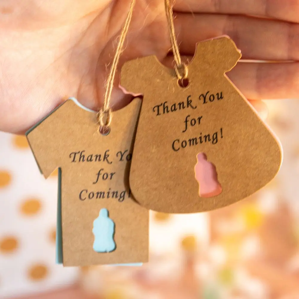 50 SZTUK Dziękuję za przyjść Baby Shower Wiszące tagi Butelka do karmienia Stopy Wzór Etykiety do pakowania Chrzciny Materiały imprezowe Prezent — zdjęcie 4