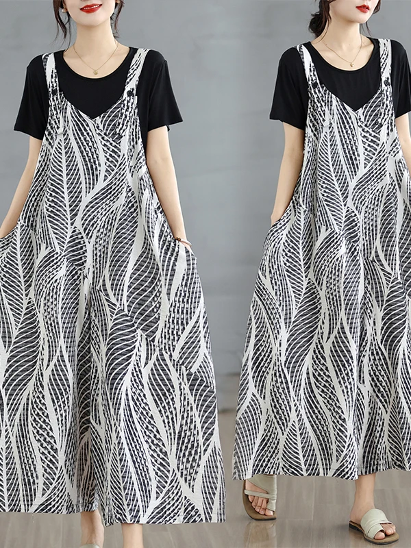 

Skin-Friendly Lightweight Summer Casual Wide Leg Jumpsuit Women's Vintage Loose Fit Overalls Comfortable Breathable Pants