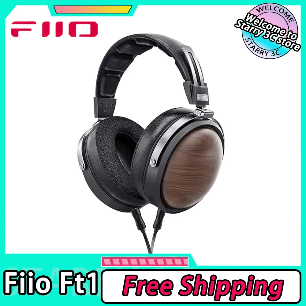 Fiio Ft1 Hifi Wired Headphone Walnut Wood Earphone 60mm Dynamic Ccaw Nanowood Fiber Composite Diaphragm Esport Customize Headset