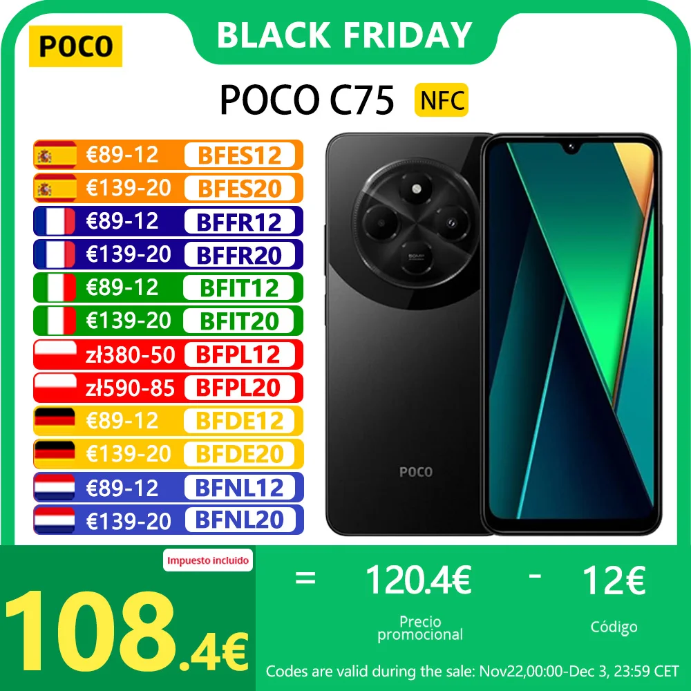 POCO C75 NFC Smartphones, 6.88 inches, 120Hz, Helio G81-Ultra, 50MP AI Dual Camera, 5160mAh Battery