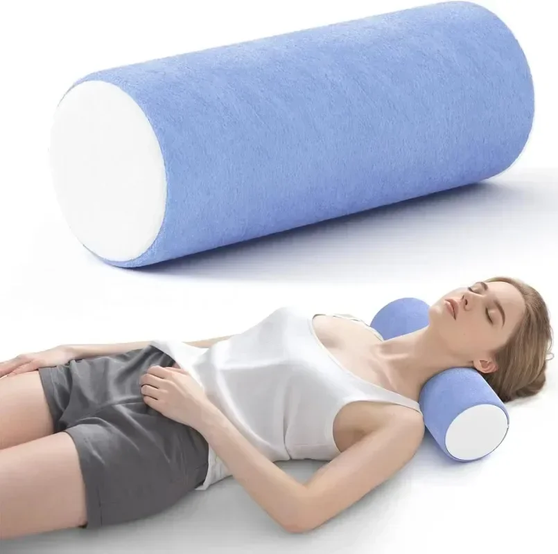 Round Head Pillow Slow Rebound Soft Memory Slepping Pillows Core Cylindrical Pillow, Multifunctional Relax Pillow for Leg Waist