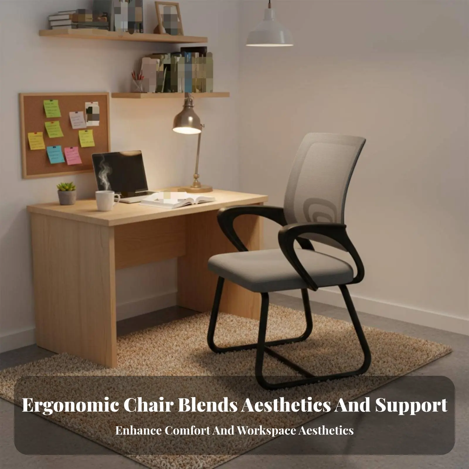 Cadeira Ergonômica com Suporte para Coluna, Altura Ajustável, Móvel de Escritório com Assento Acolchoado Macio, Ideal para Estudantes, Dormitórios e Q
