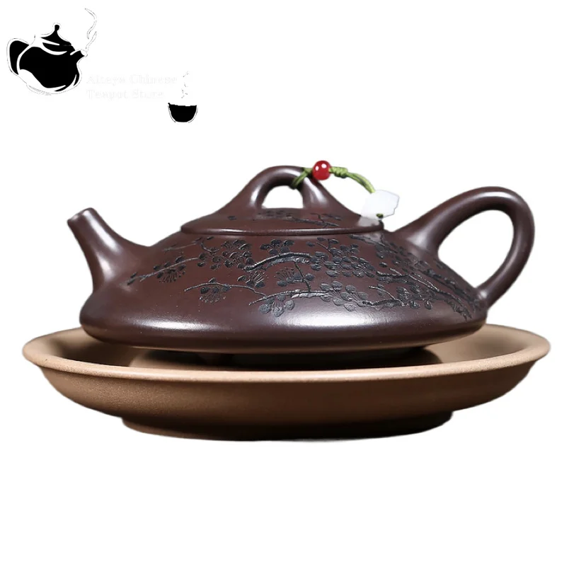 Yixing purple clay teapot raw ore deep well purple mud plum blossom flat ladle Kung Fu tea set Chinese teapot health pot