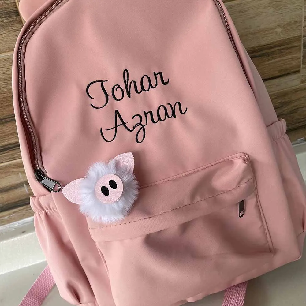 Personalized Embroidered Solid Color Rabbit Ear Bag, Kindergarten Outdoor Travel Snack Bag, Custom Christmas/Birthday Gift Pack