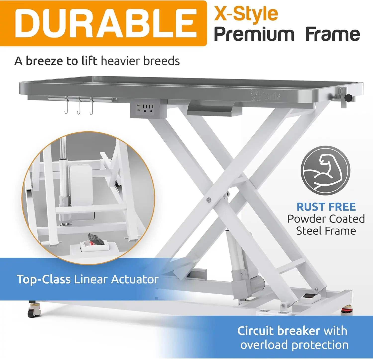 Professional Electric Dog Grooming Table - Heavy Duty, Height Adjustable Pet Grooming Table w/Leveling Wheels, Dog Grooming Arm