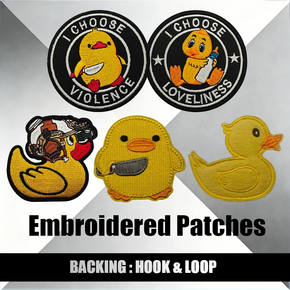 

Тактическая нашивка с вышивкой в виде желтой утки, забавный гусь, тканевый аксессуар для одежды, наклейки и декоративных целей