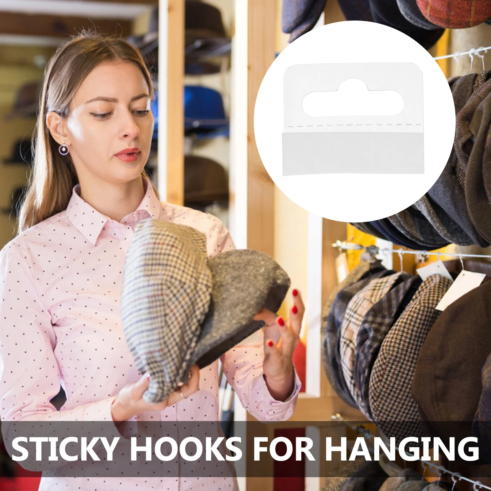 

200Pcs PVC Hanging Tabs Plastic Hooks Sticky Display Hooks Self Adhesive Clear Hanging Sticker Tags for Retail Store