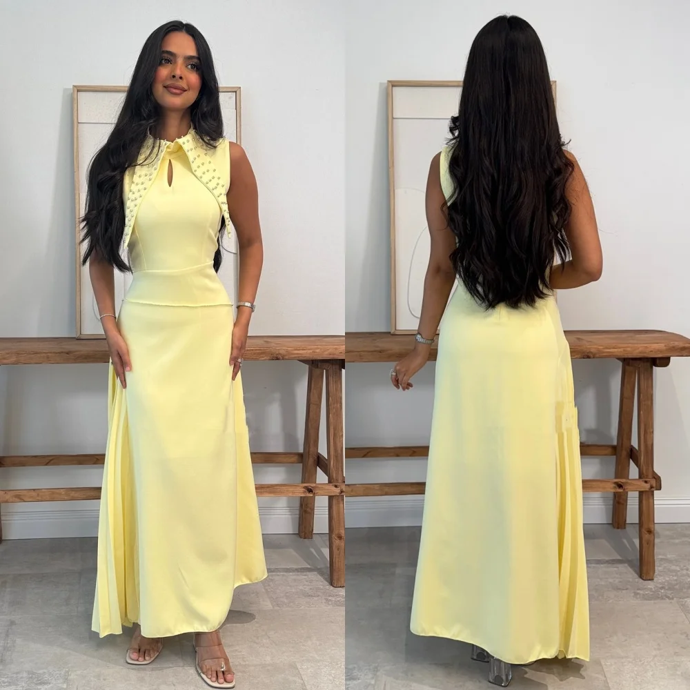 

Customized Modern Style Elegant Chiffon Sequined Draped Straight High Collar Long Dresses Bespoke Occasion Dresses High Quality